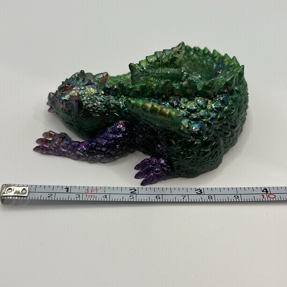 Dragon figurine / sculpture in green and purple - Picture 11 of 11
